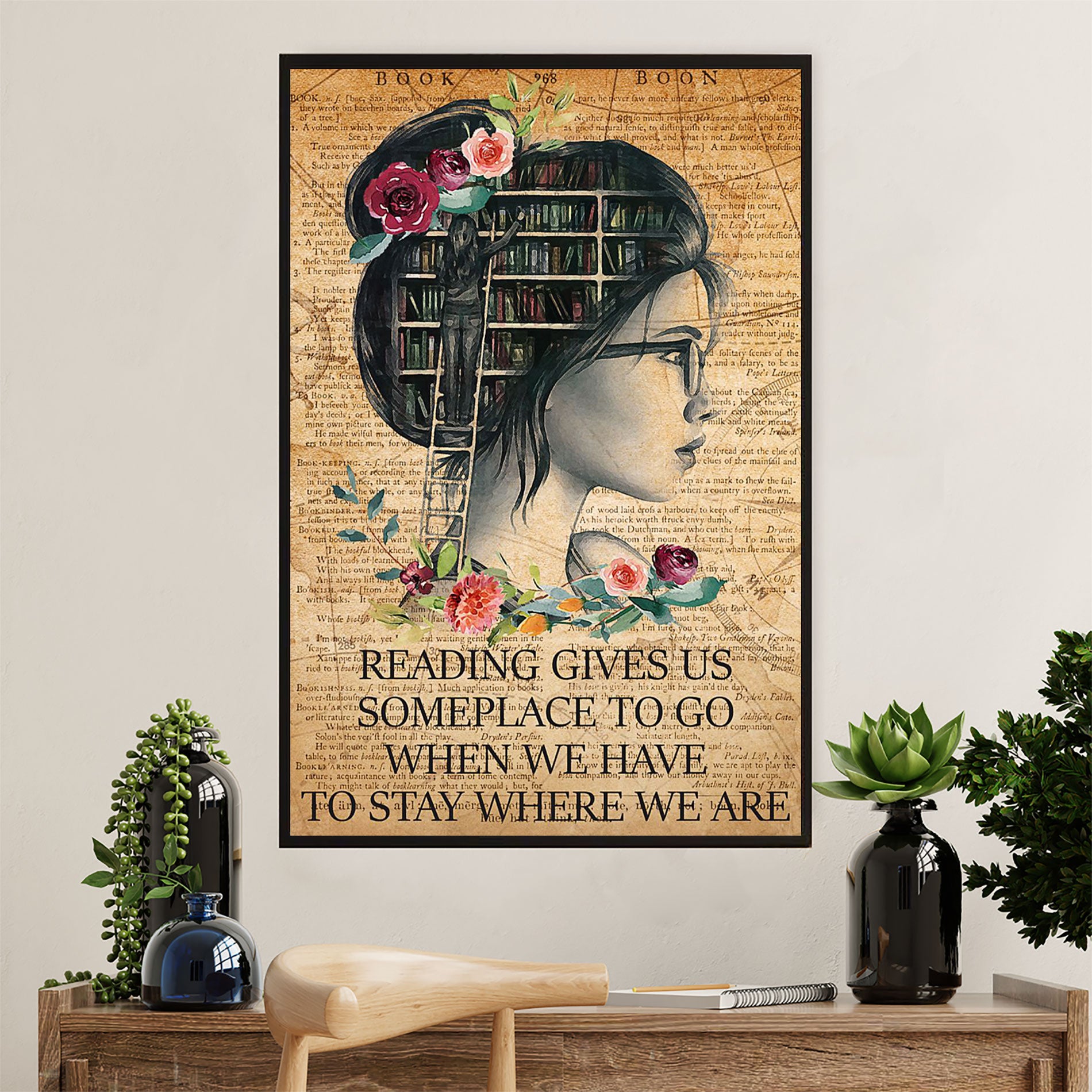 Books Lover Canvas Prints | Reading Gives Us Some Place To Go | Wall Art Gift for Books Reader