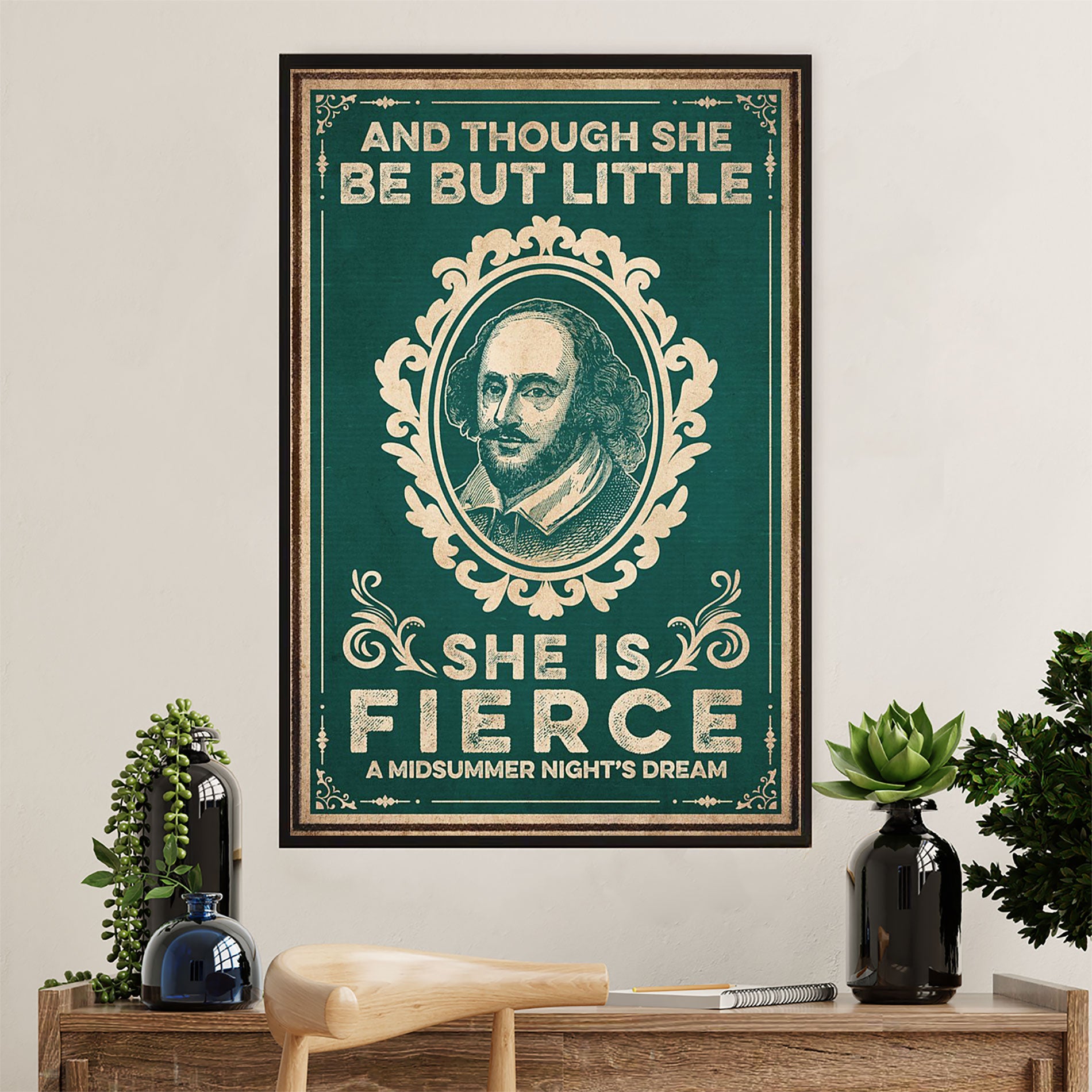 Books Lover Canvas Prints | And Though She Be But Little | Wall Art Gift for Books Reader