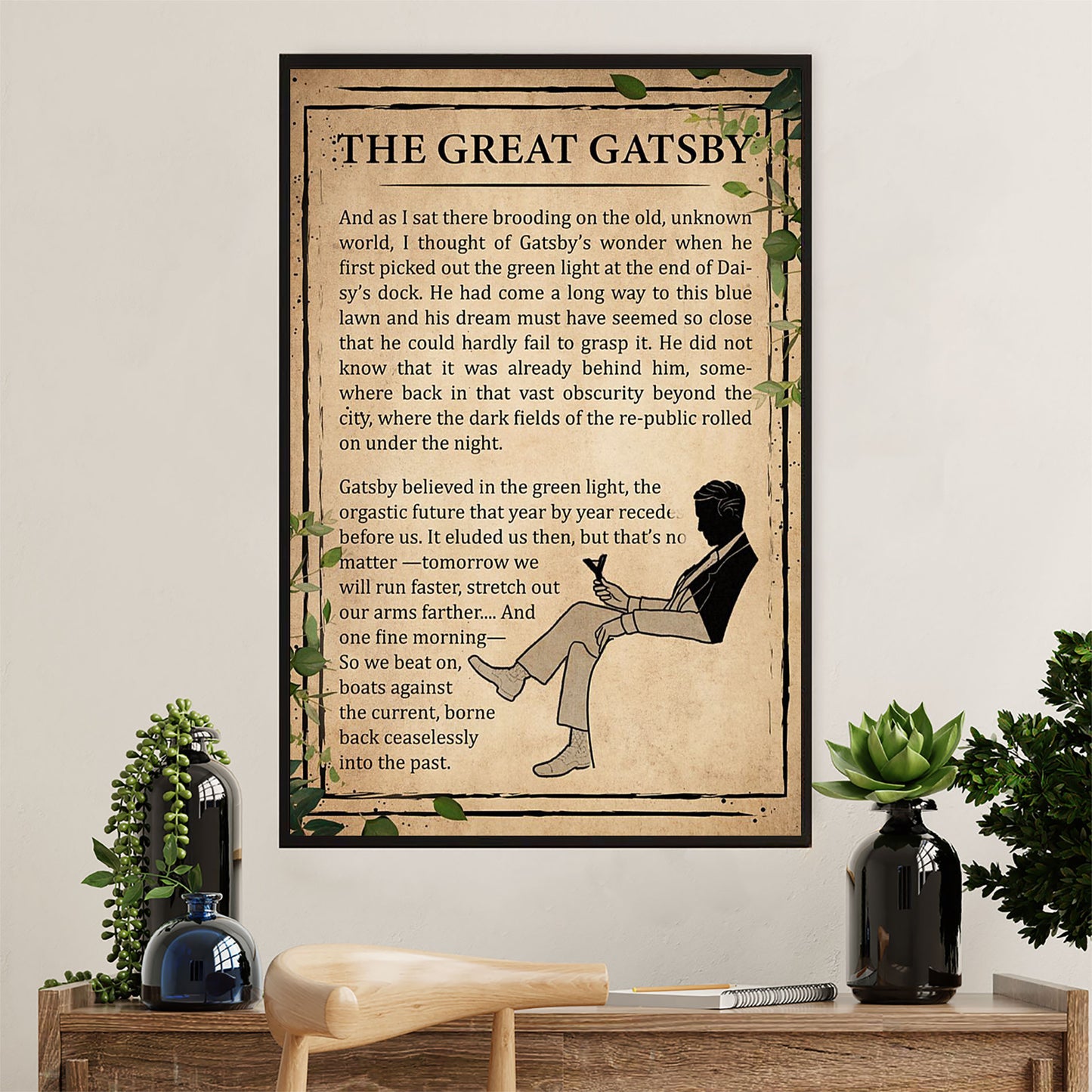Books Lover Poster Prints | The Great Gatsby | Wall Art Gift for Books Reader