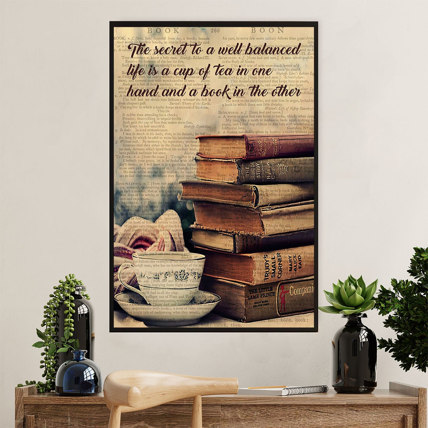 Books Lover Poster Prints | The Secret To Well Balanced | Wall Art Gift for Books Reader