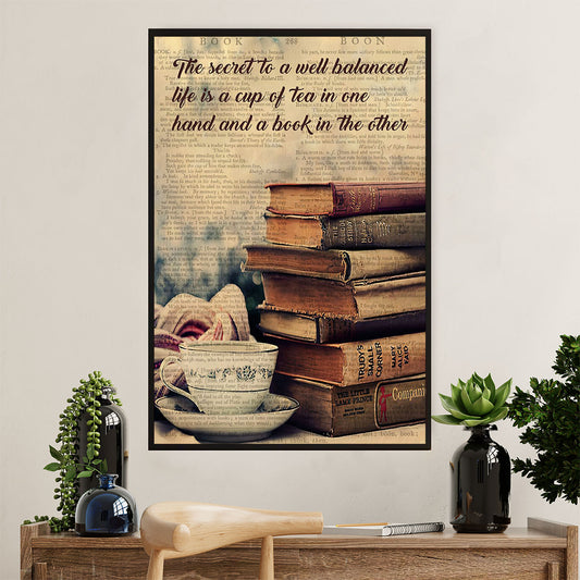 Books Lover Poster Prints | The Secret To Well Balanced | Wall Art Gift for Books Reader