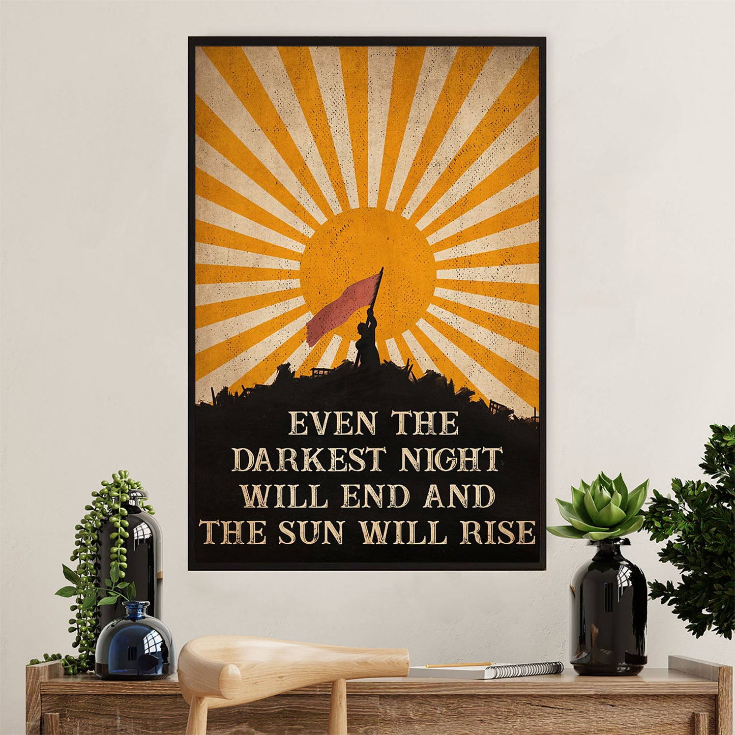 Books Lover Poster Prints | Even The Darkest Night Will End & The Sun Will Rise | Wall Art Gift for Books Reader
