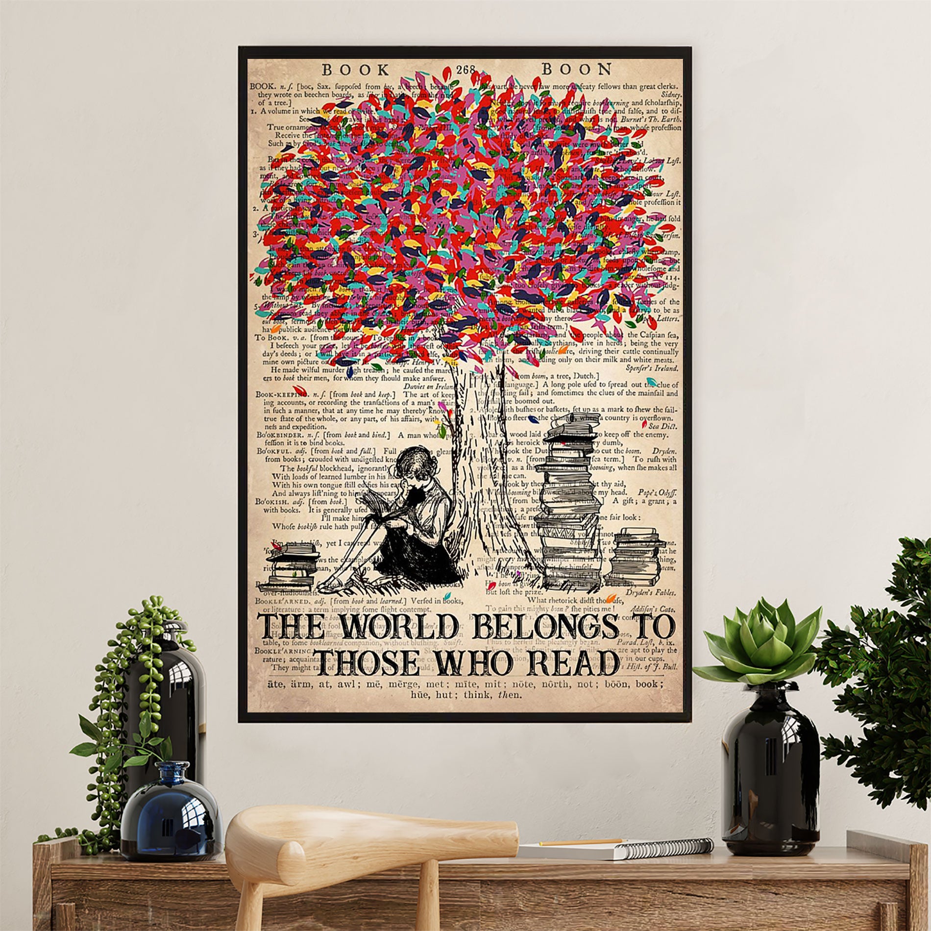 Books Lover Poster Prints | The World Belongs To Those Who Read | Wall Art Gift for Books Reader