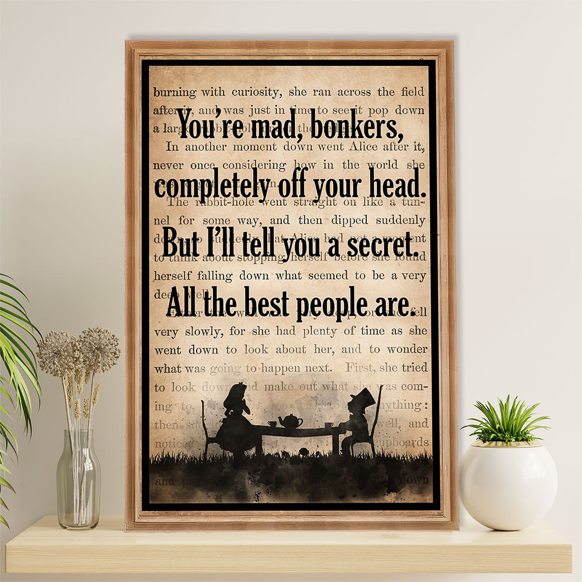 Books Lover Canvas Prints | You're Mad, Bonkers | Wall Art Gift for Books Reader