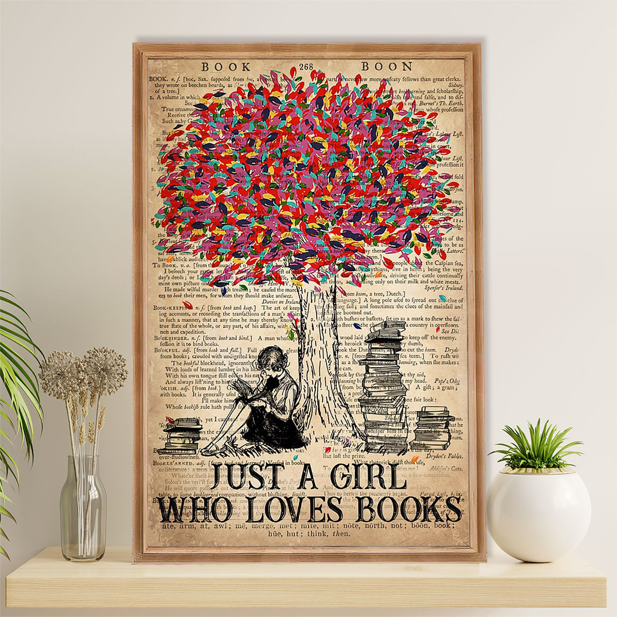 Books Lover Poster Prints | Just A Girl Who Loves Books | Wall Art Gift for Books Reader