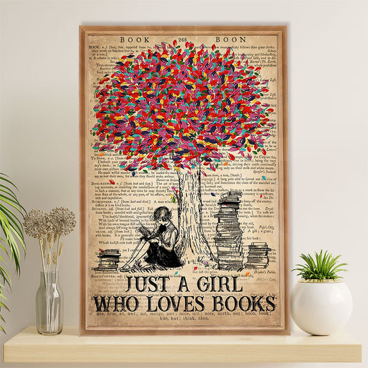 Books Lover Poster Prints | Just A Girl Who Loves Books | Wall Art Gift for Books Reader