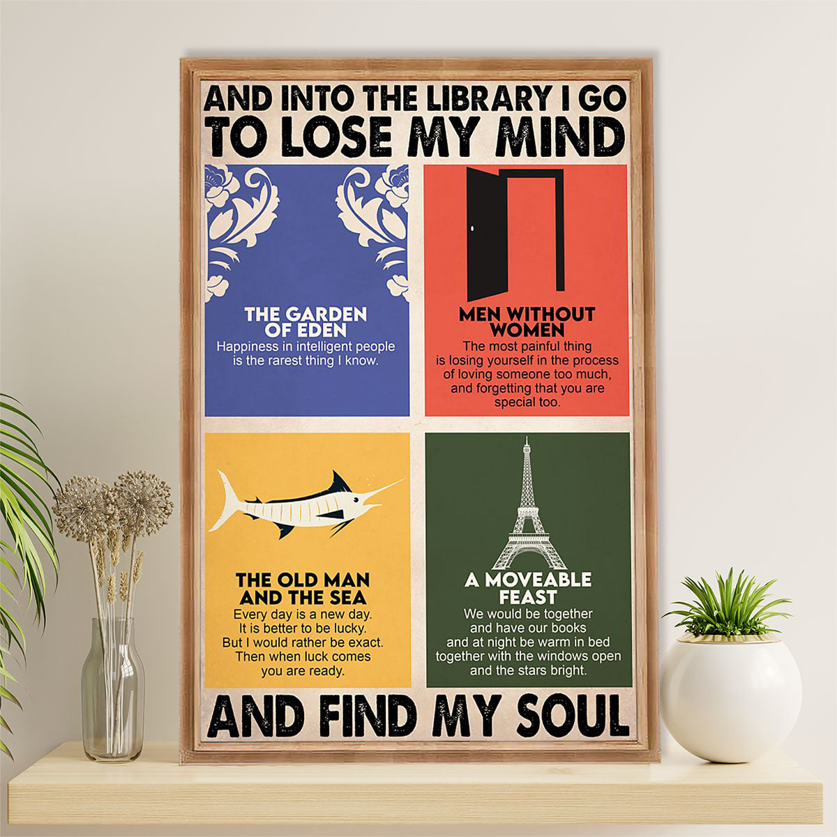 Books Lover Canvas Prints | Into The Library I Go To Lose My Mind | Wall Art Gift for Books Reader