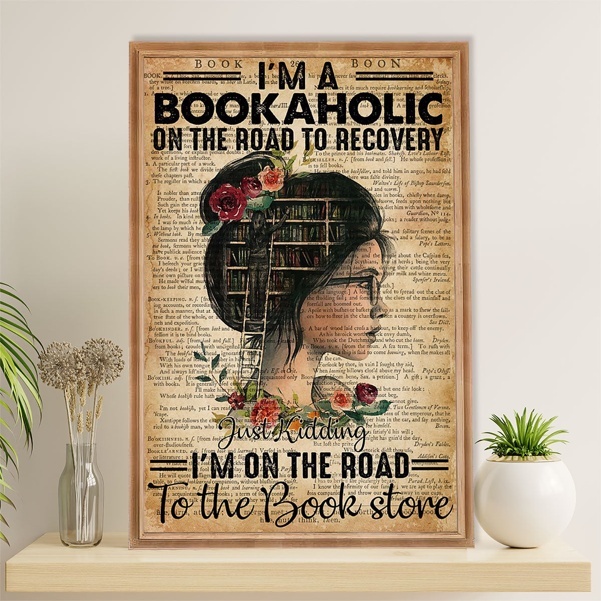 Books Lover Canvas Prints | I'm A Bookaholic | Wall Art Gift for Books Reader