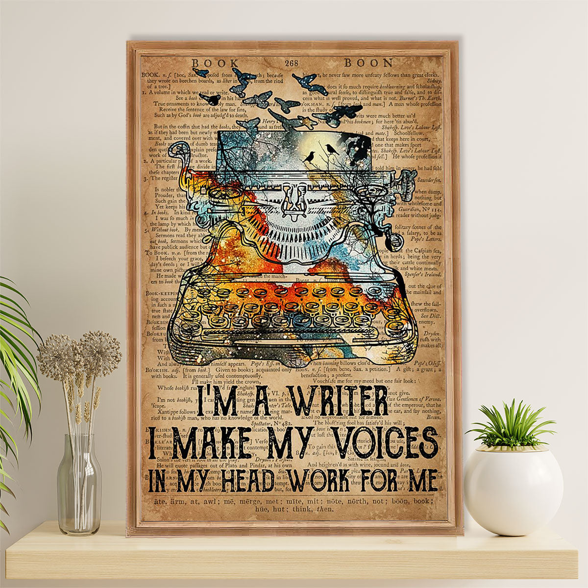 Books Lover Canvas Prints | I'm A Writer I Make My Voices | Wall Art Gift for Books Reader