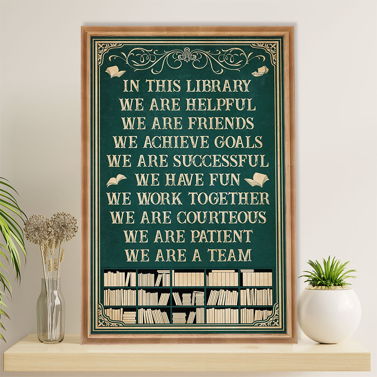 Books Lover Canvas Prints | In This Library We Are Helpful | Wall Art Gift for Books Reader