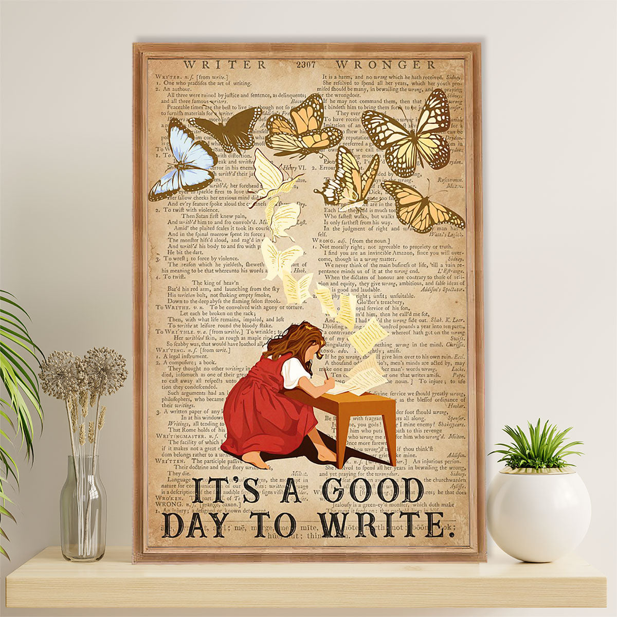 Books Lover Canvas Prints | It's A Good Day To Write | Wall Art Gift for Books Reader
