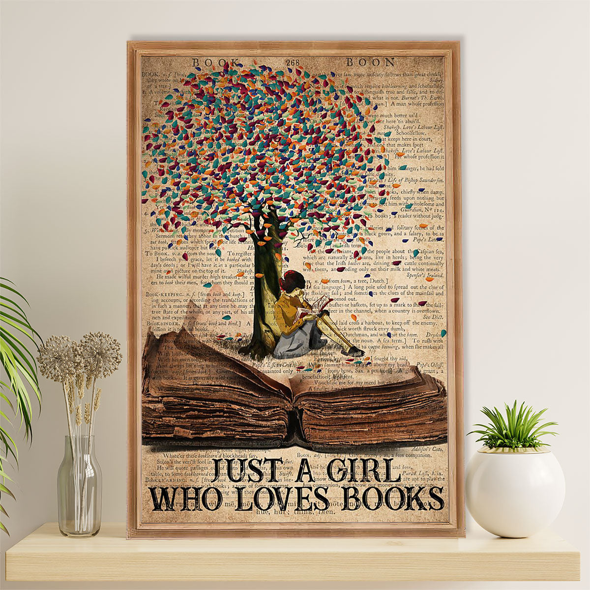 Books Lover Poster Prints | Just A Girl Who Loves Books | Wall Art Gift for Books Reader