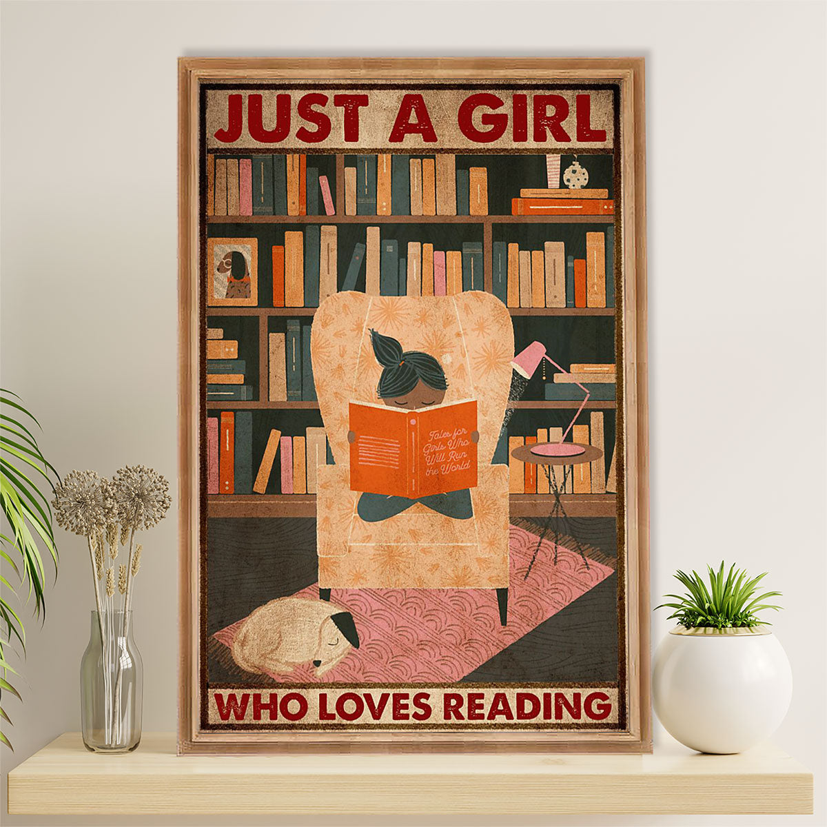Books Lover Canvas Prints | Just A Girl Who Loves Reading | Wall Art Gift for Books Reader