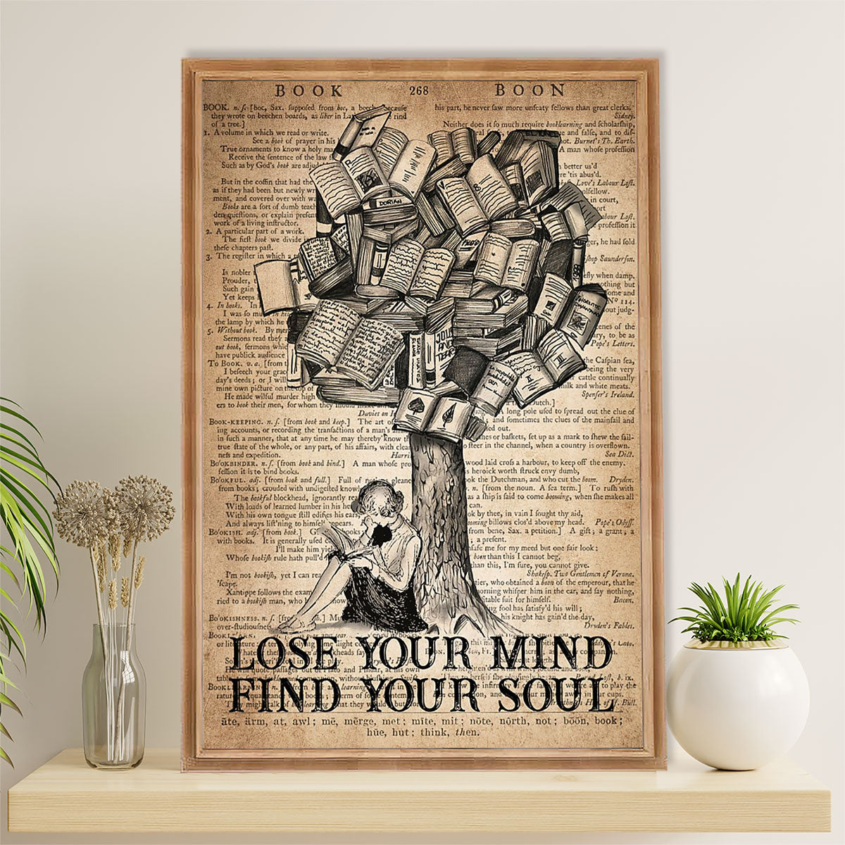 Books Lover Canvas Prints | Lose Your Mind Find Your Soul | Wall Art Gift for Books Reader
