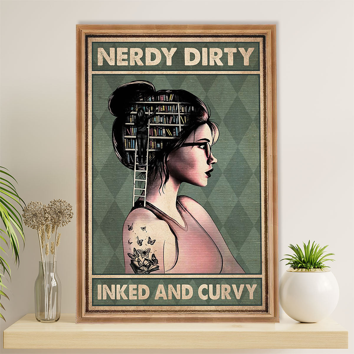 Books Lover Poster Prints | Nerdy Curly Inked & Curvy | Wall Art Gift for Books Reader
