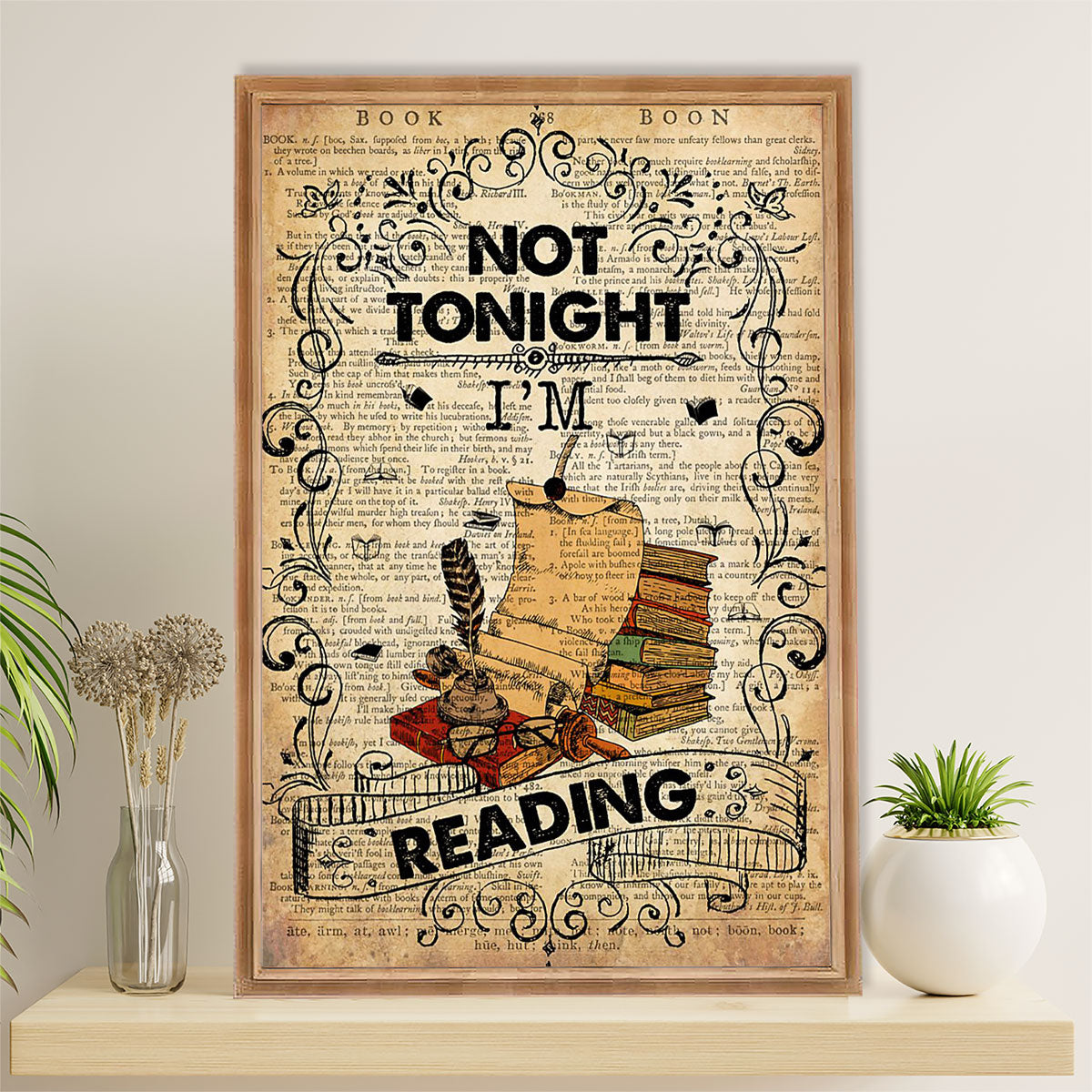 Books Lover Canvas Prints | Not Tonight I'm Reading | Wall Art Gift for Books Reader