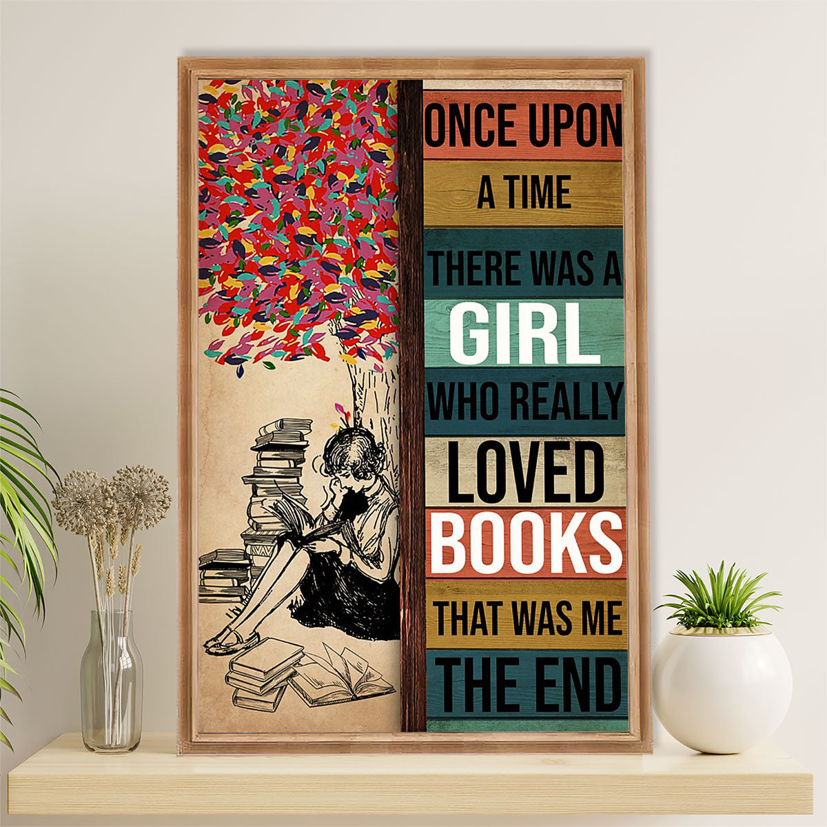 Books Lover Canvas Prints | There Was A Girl Who Loved Books | Wall Art Gift for Books Reader