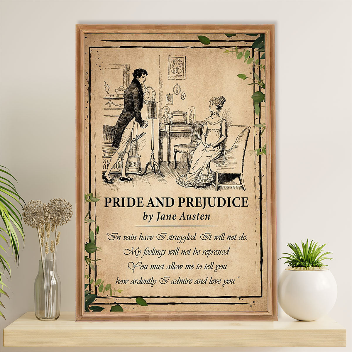 Books Lover Canvas Prints | Pride & Prejudice | Wall Art Gift for Books Reader