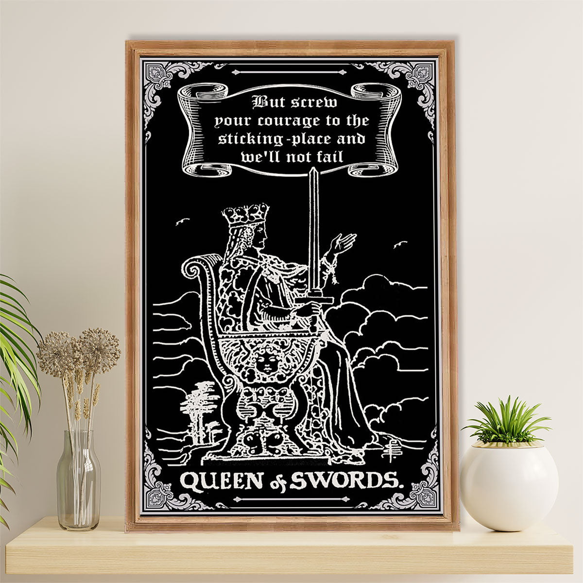 Books Lover Poster Prints | Tarot Card Queen Of Swords | Wall Art Gift for Books Reader