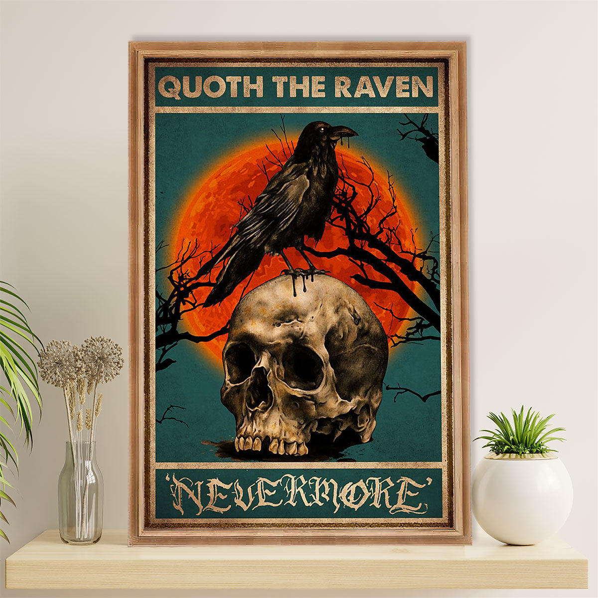 Books Lover Poster Prints | Qouth The Raven - Nevermore | Wall Art Gift for Books Reader