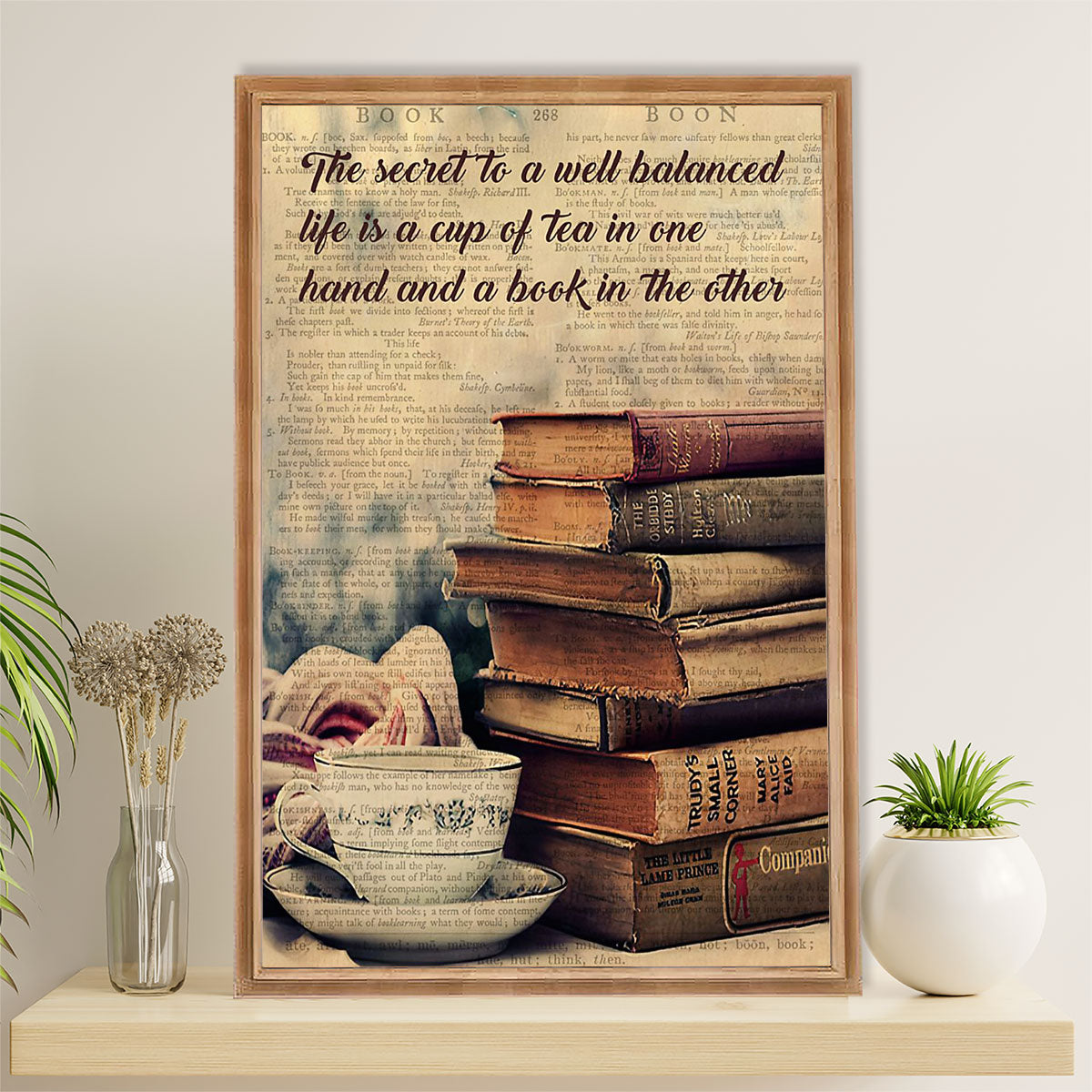 Books Lover Poster Prints | The Secret To Well Balanced | Wall Art Gift for Books Reader