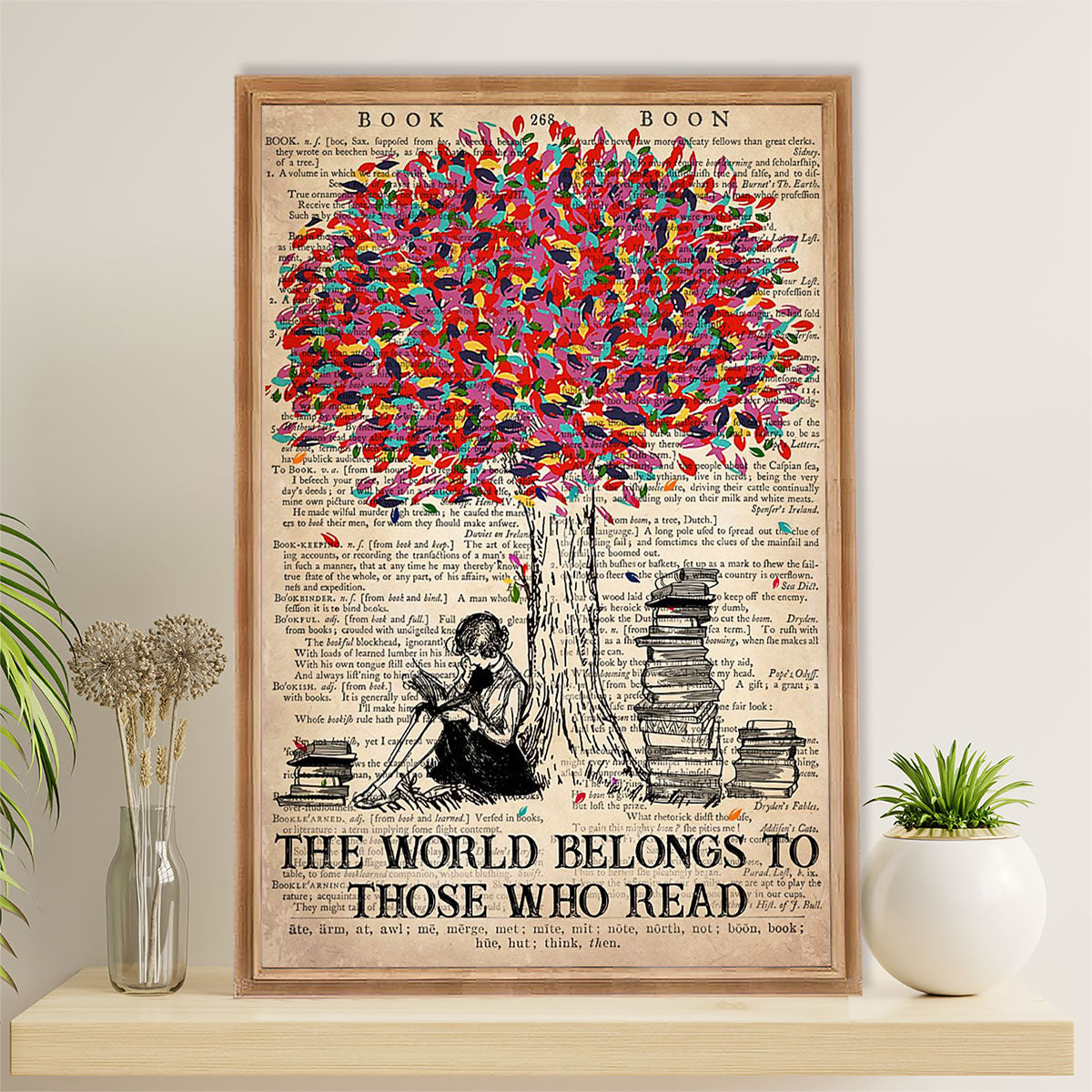Books Lover Poster Prints | The World Belongs To Those Who Read | Wall Art Gift for Books Reader