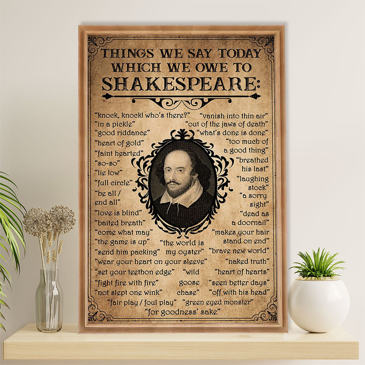 Books Lover Poster Prints | Things We Say Today Which We Owe To Shakespeare | Wall Art Gift for Books Reader