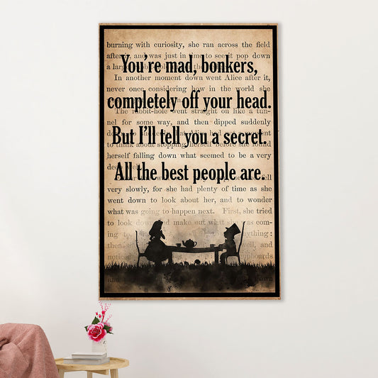 Books Lover Canvas Prints | You're Mad, Bonkers | Wall Art Gift for Books Reader
