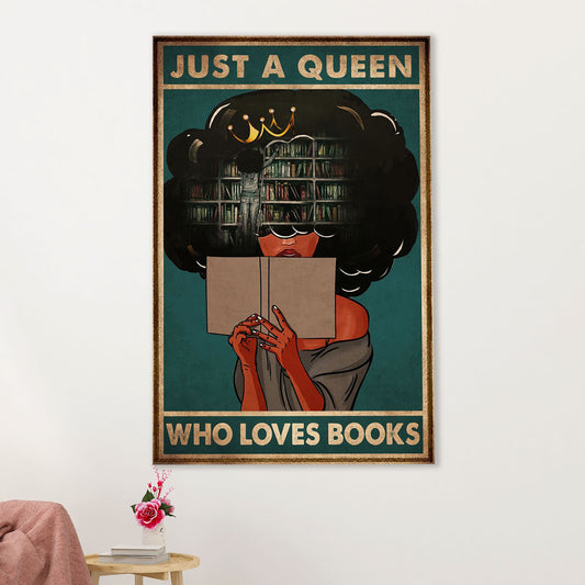 Books Lover Canvas Prints | Just A Black Queen Who Loves Books | Wall Art Gift for Books Reader