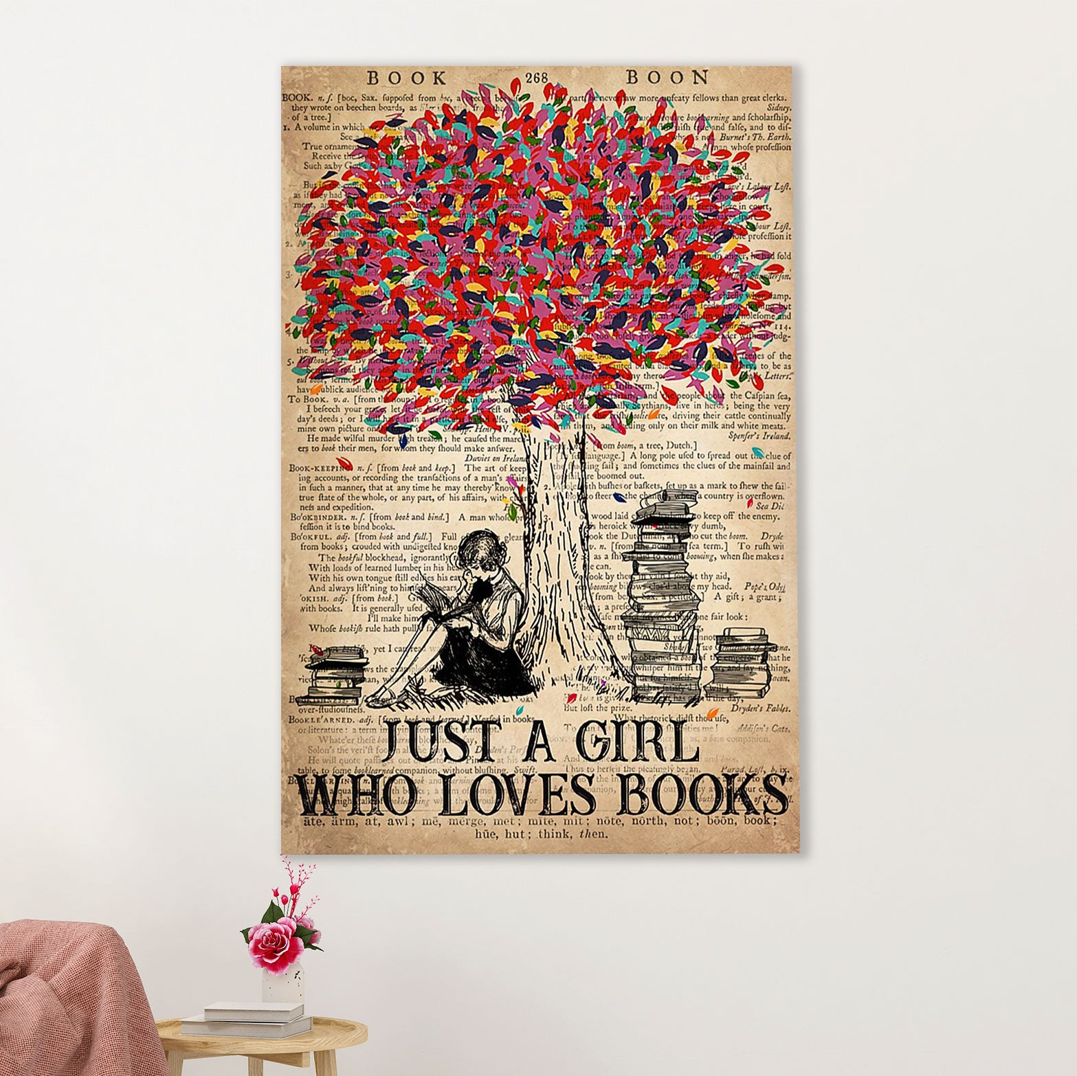Books Lover Poster Prints | Just A Girl Who Loves Books | Wall Art Gift for Books Reader