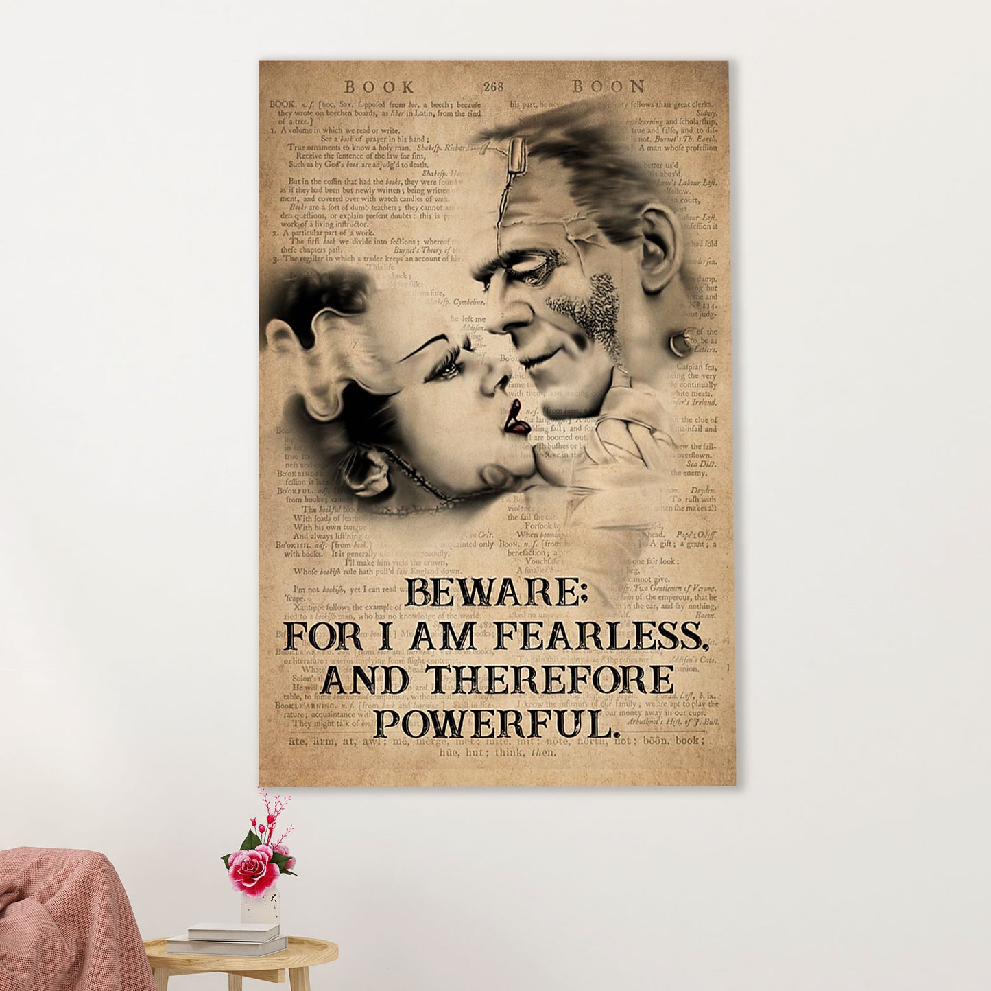 Books Lover Poster Prints | For I Am Fearless And Therefore Powerful | Wall Art Gift for Books Reader