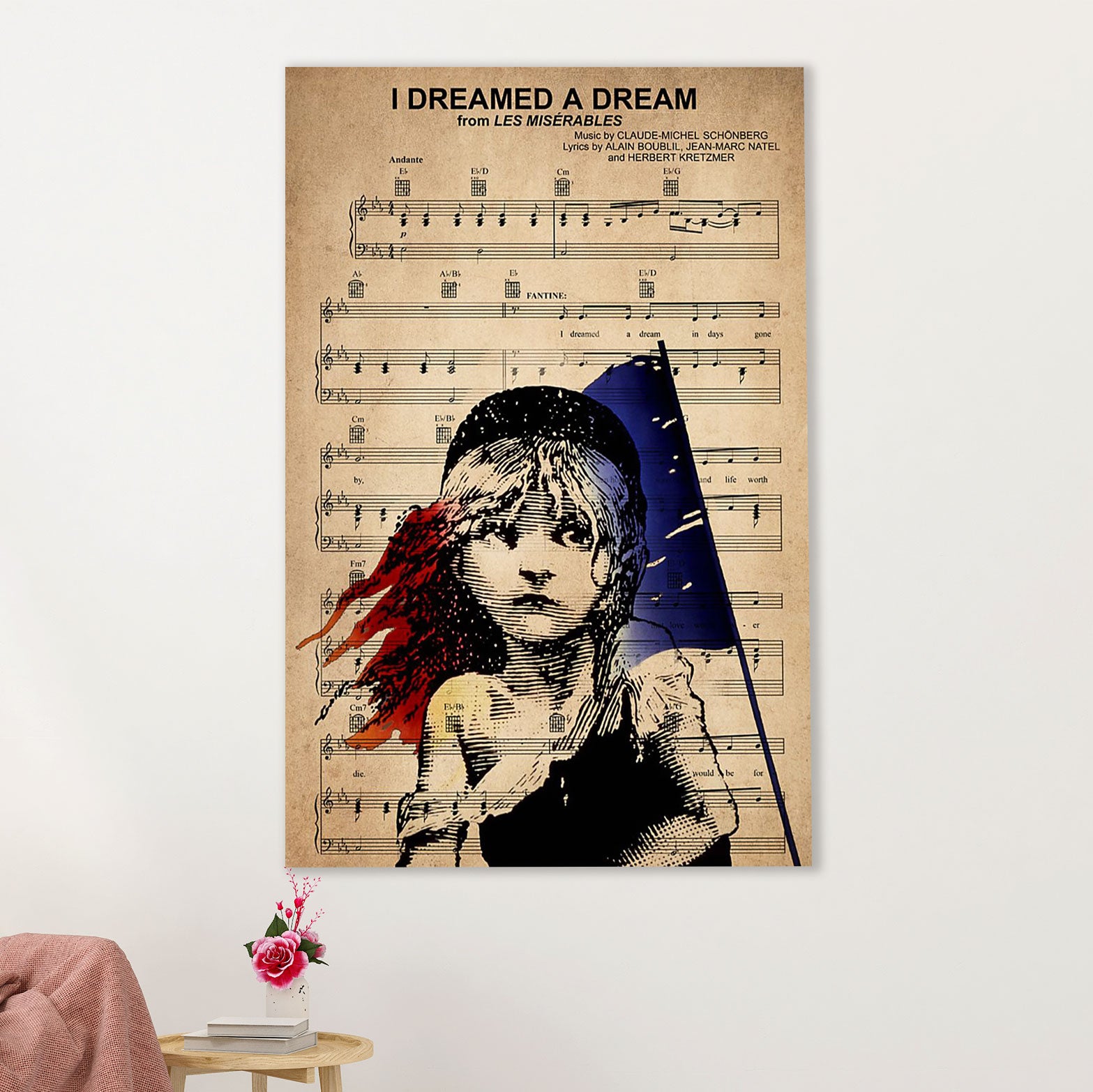 Books Lover Poster Prints | I Dreamed A Dream Song Lyrics | Wall Art Gift for Books Reader
