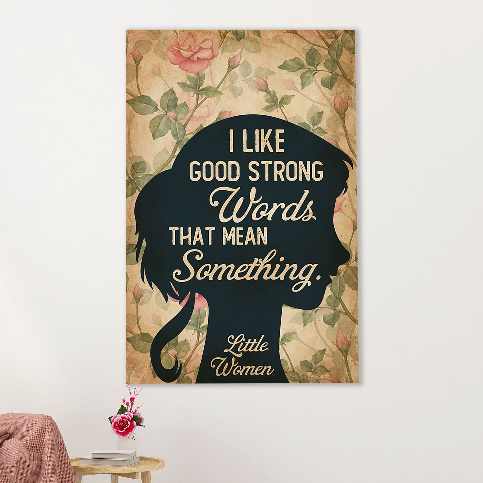 Books Lover Poster Prints | I Like Good Strong Words | Wall Art Gift for Books Reader