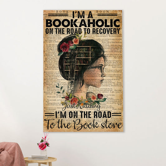 Books Lover Canvas Prints | I'm A Bookaholic | Wall Art Gift for Books Reader