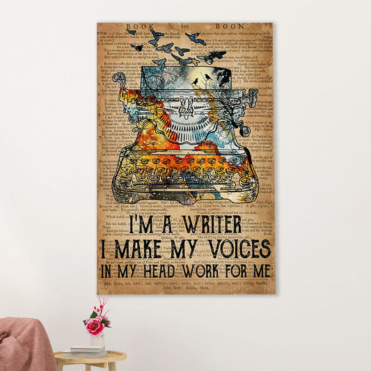 Books Lover Canvas Prints | I'm A Writer I Make My Voices | Wall Art Gift for Books Reader