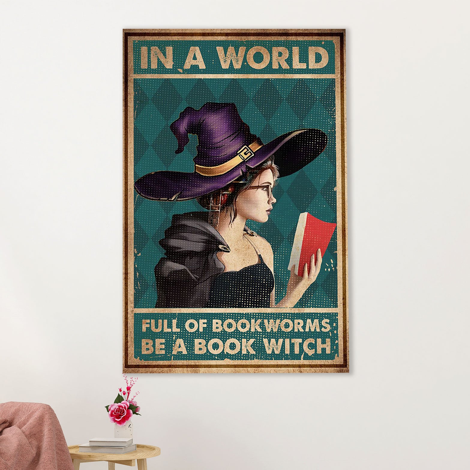 Books Lover Canvas Prints | In A World Full Of Book Worms | Wall Art Gift for Books Reader