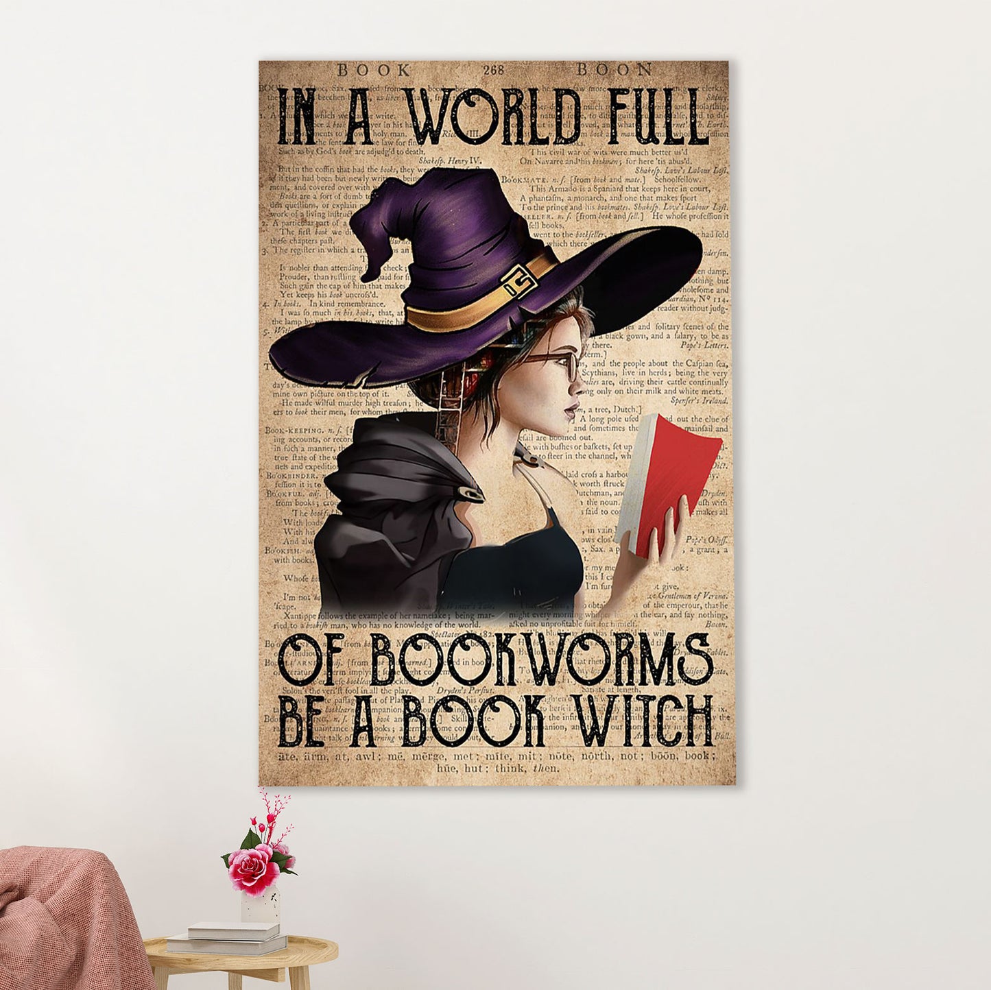 Books Lover Canvas Prints | In A World Full Of Book Worms | Wall Art Gift for Books Reader