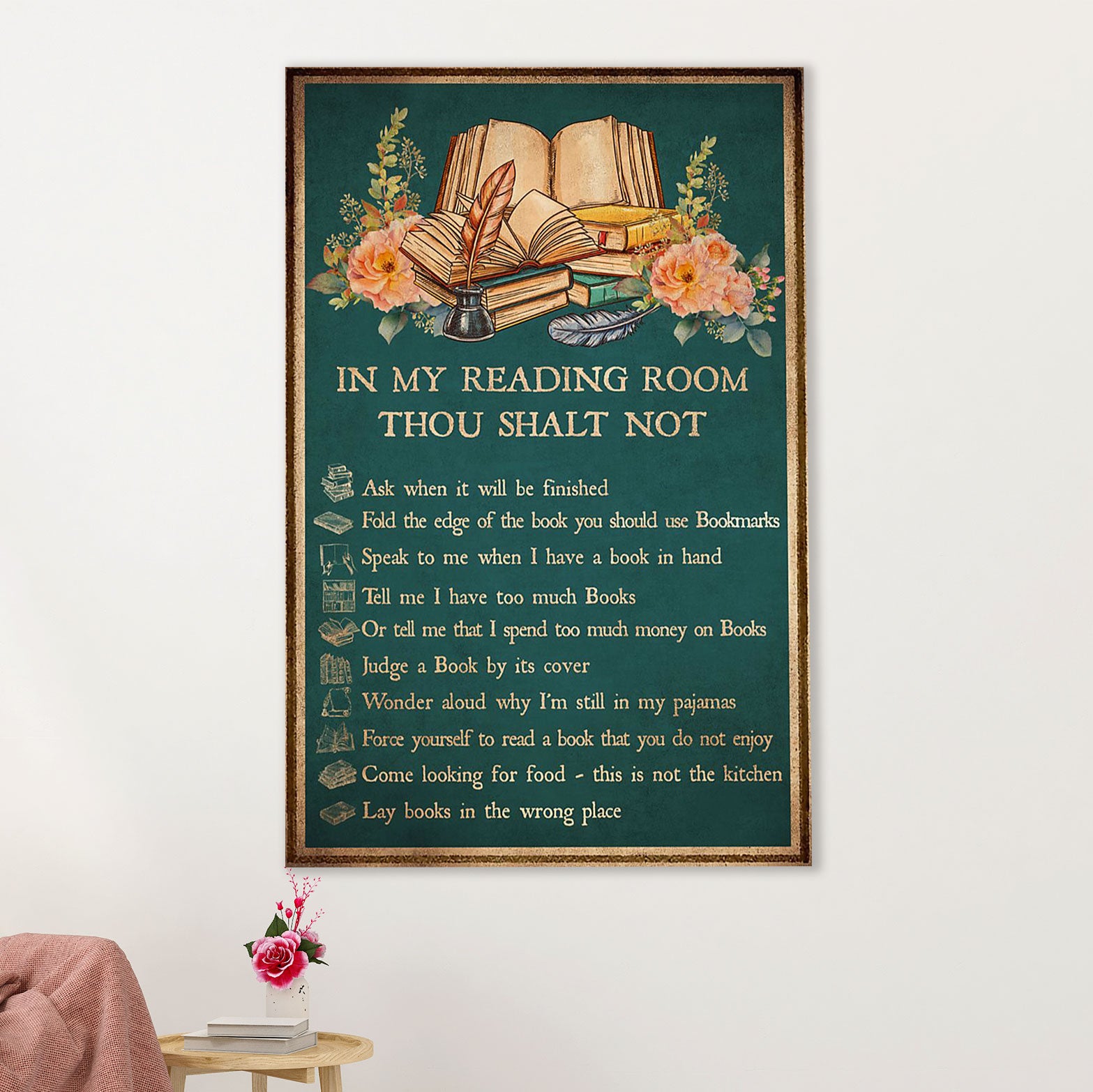 Books Lover Poster Prints | In My Reading Room | Wall Art Gift for Books Reader