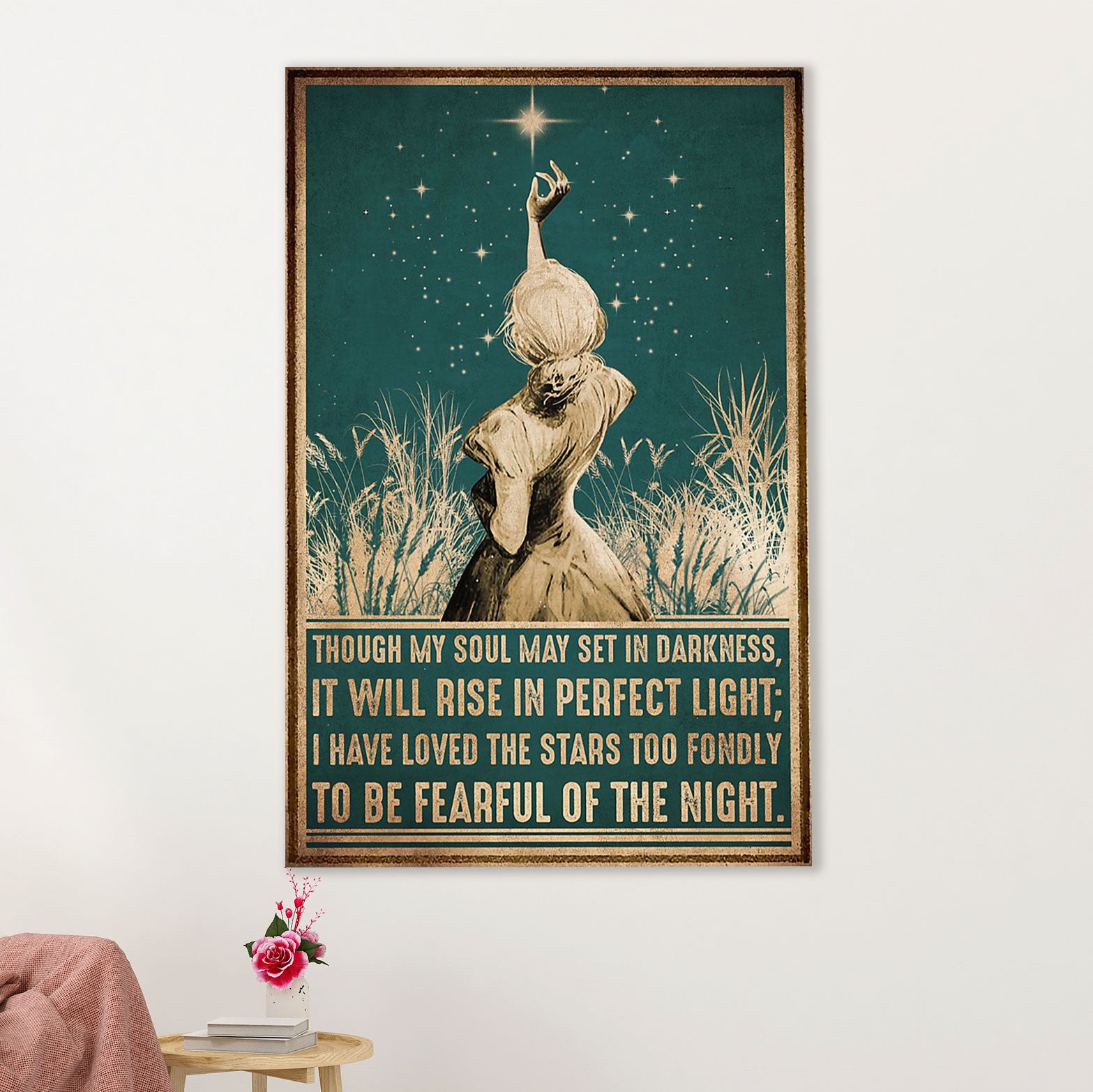 Books Lover Poster Prints | Though My Soul May Set In Darkness | Wall Art Gift for Books Reader