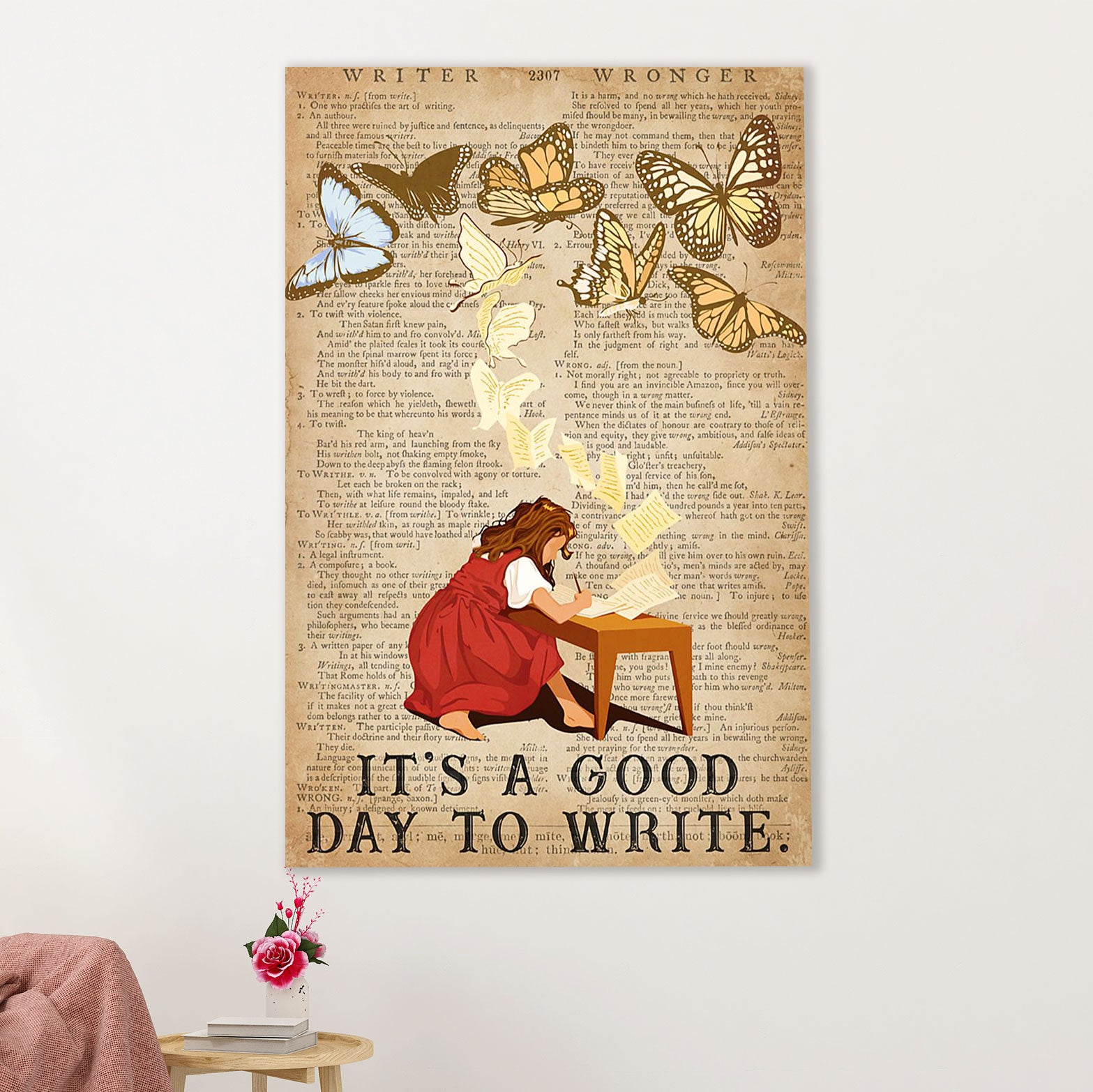 Books Lover Poster Prints | It's A Good Day To Write | Wall Art Gift for Books Reader