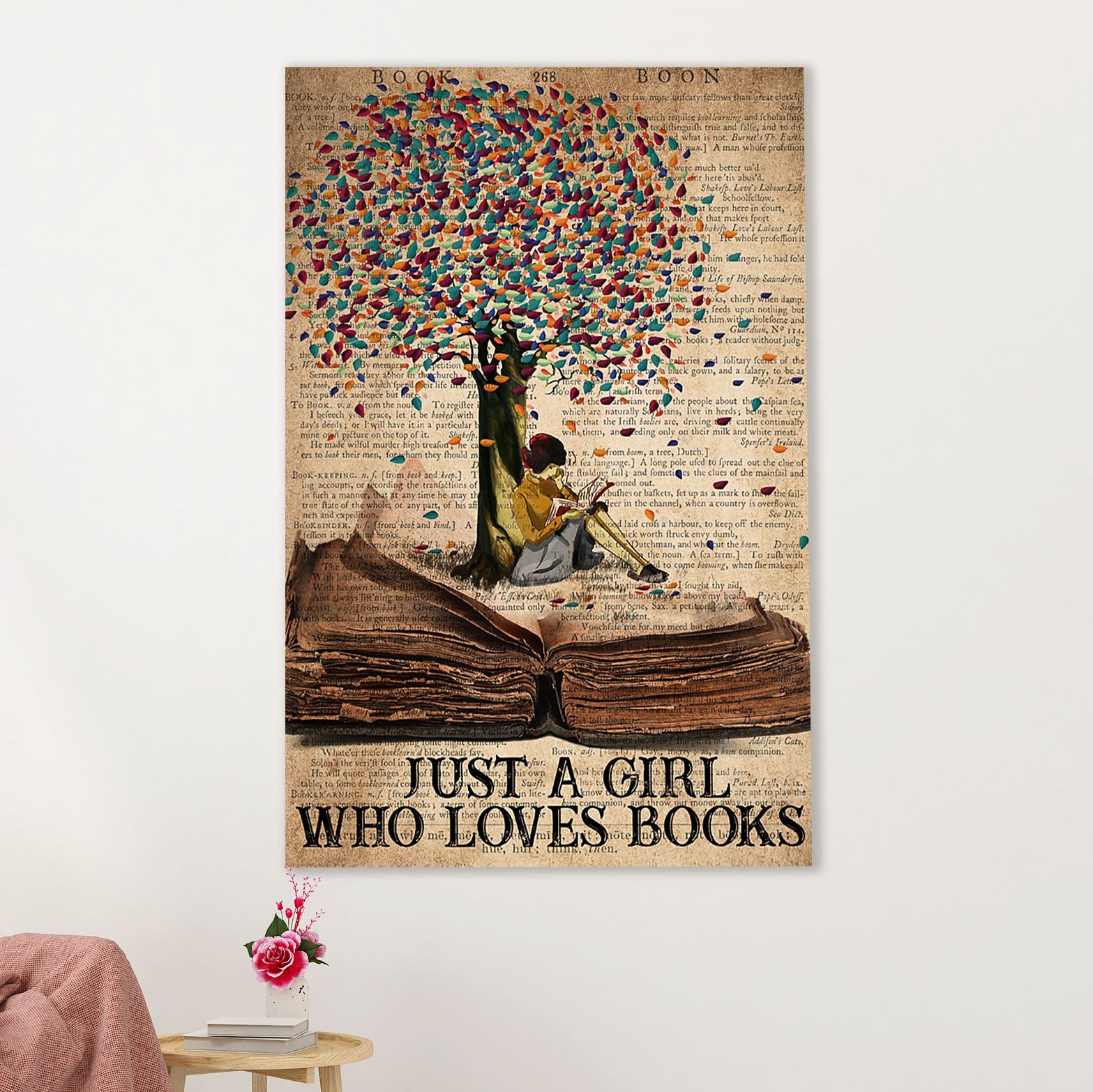Books Lover Poster Prints | Just A Girl Who Loves Books | Wall Art Gift for Books Reader