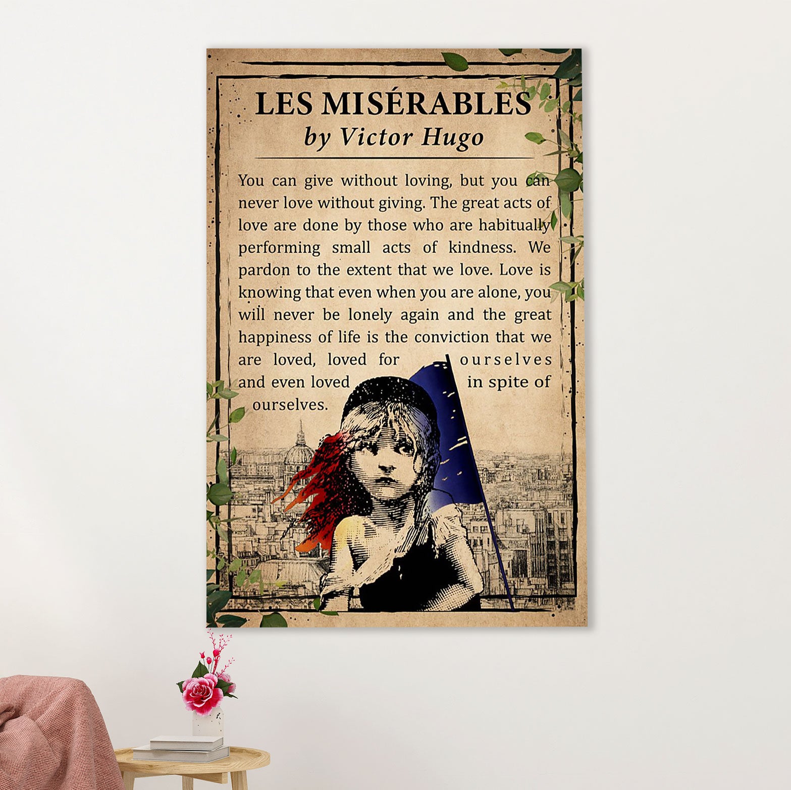 Books Lover Canvas Prints | Les Miserables Victor Hugo | Wall Art Gift for Books Reader