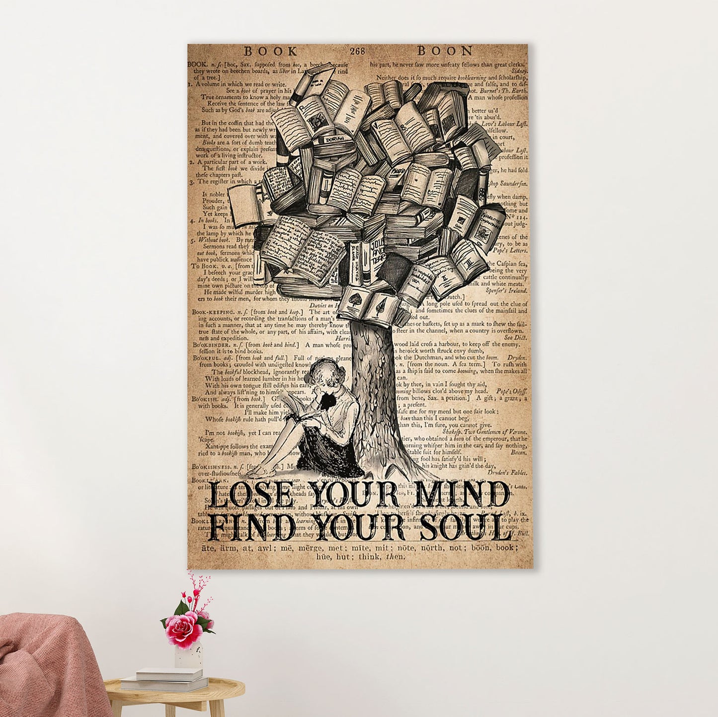Books Lover Canvas Prints | Lose Your Mind Find Your Soul | Wall Art Gift for Books Reader