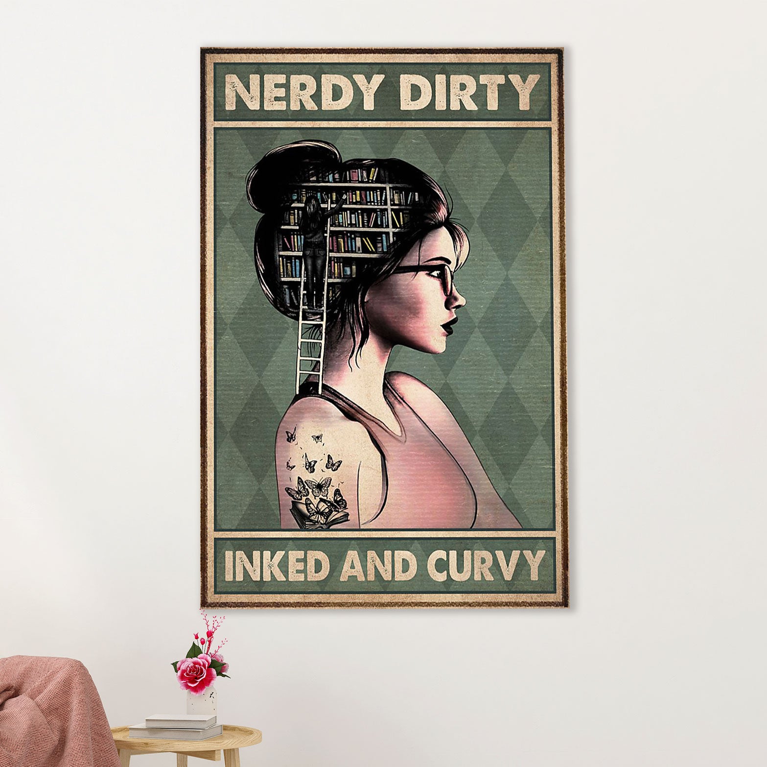 Books Lover Poster Prints | Nerdy Curly Inked & Curvy | Wall Art Gift for Books Reader