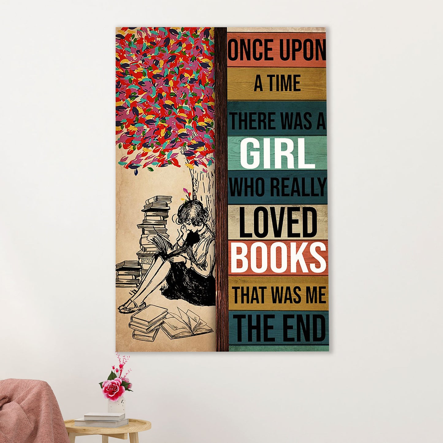 Books Lover Poster Prints | There Was A Girl Who Loved Books | Wall Art Gift for Books Reader