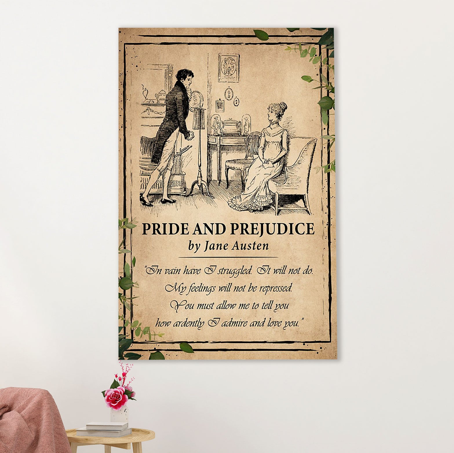 Books Lover Canvas Prints | Pride & Prejudice | Wall Art Gift for Books Reader