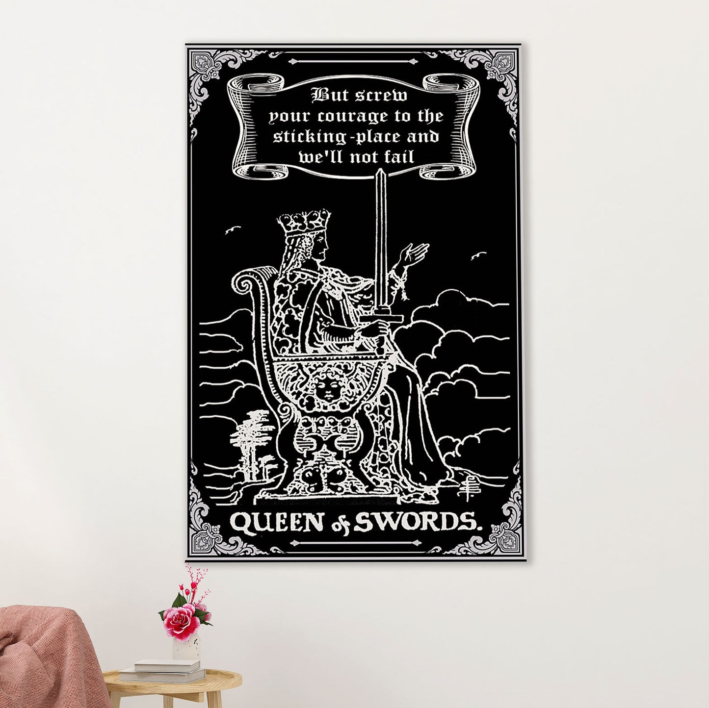 Books Lover Canvas Prints | Tarot Card Queen Of Swords | Wall Art Gift for Books Reader