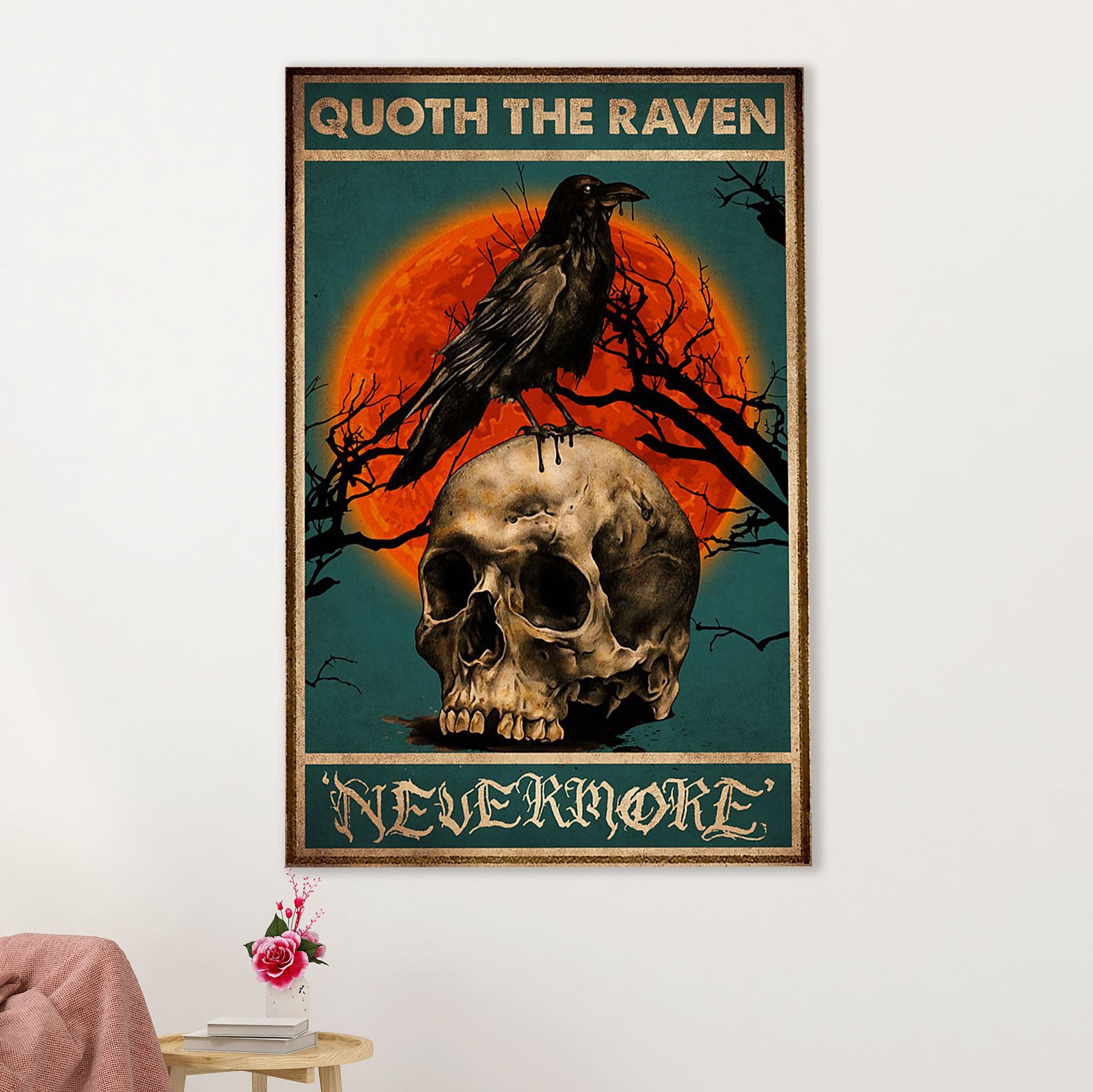Books Lover Poster Prints | Qouth The Raven - Nevermore | Wall Art Gift for Books Reader