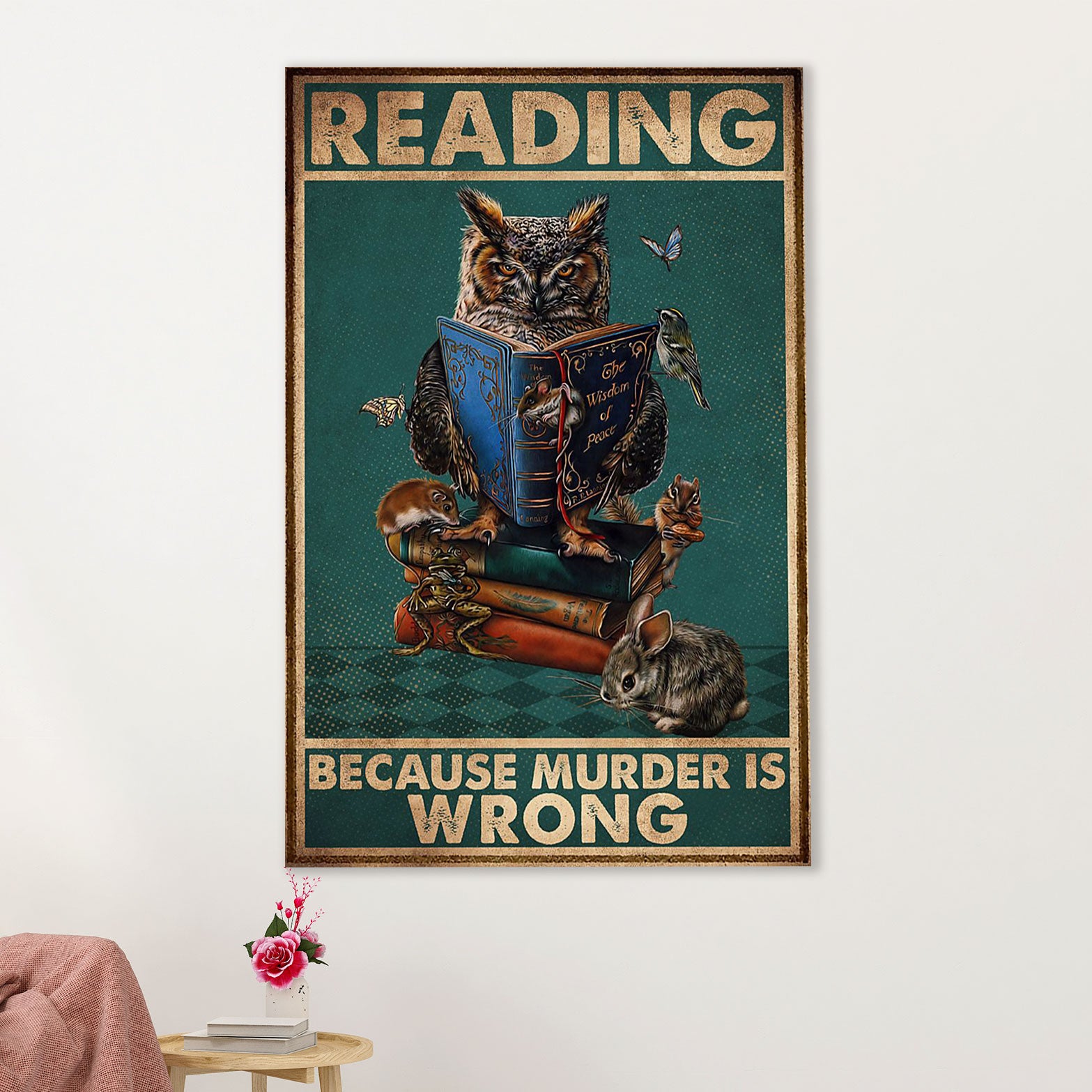 Books Lover Canvas Prints | Reading Because Murder Is Wrong | Wall Art Gift for Books Reader
