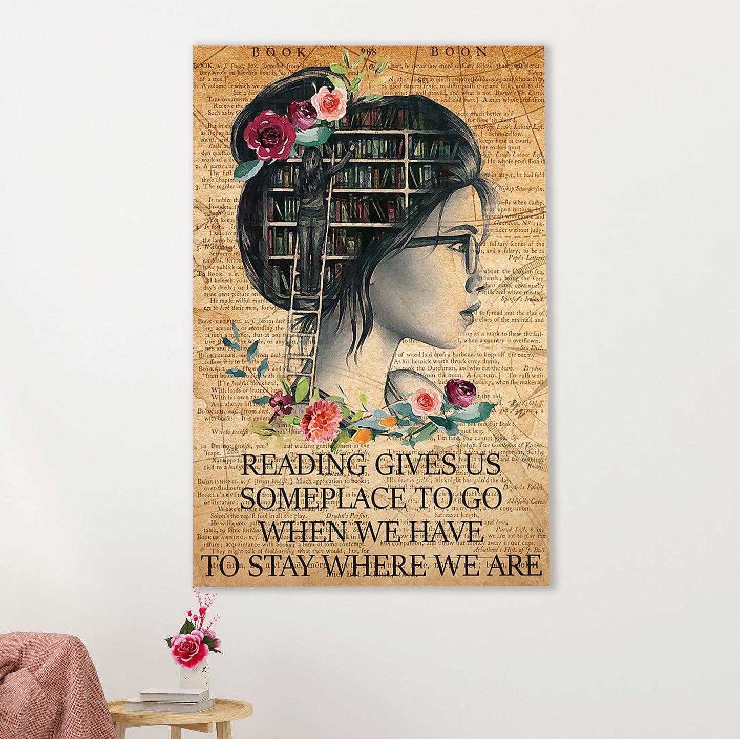Books Lover Canvas Prints | Reading Gives Us Some Place To Go | Wall Art Gift for Books Reader